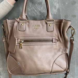 Prada Rare Grey Brown Deer Cervo Leather Purse